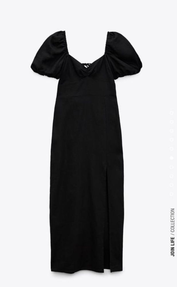 Сукна ZARA з пишним рукавом чорна лляна