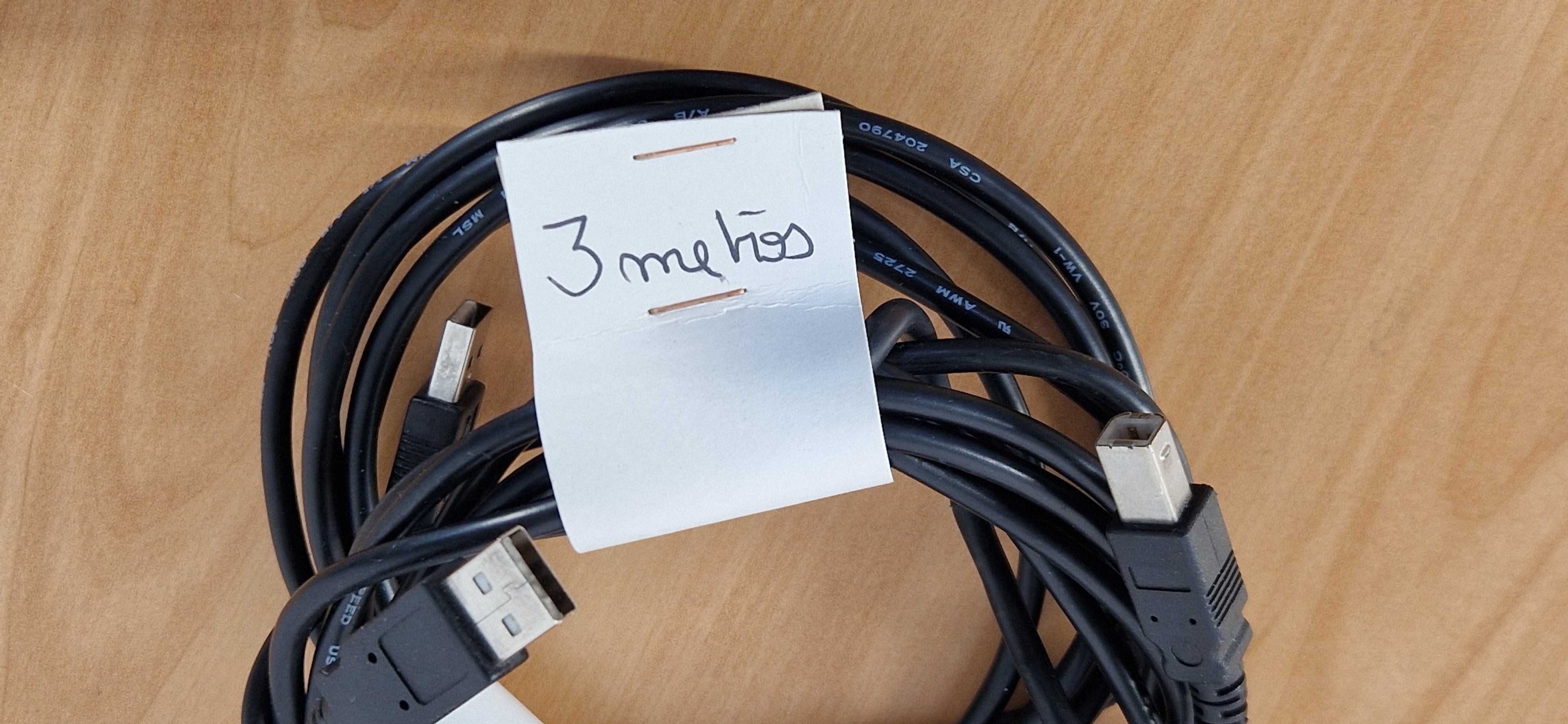 Cabo USB Type A para B Macho – Ideal para Impressoras – 1,80m ou 3m