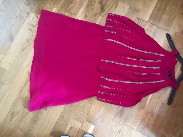 Vestido festa cor magenta com brilhantes