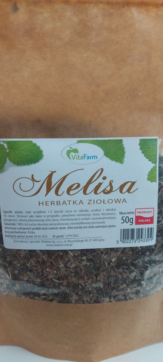 Melisa 50g herbata ziolowa trawienie, pamięć, koncentracja