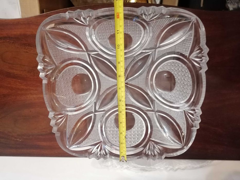 Taça de cristal maciço lapidado – anos 60/70 – 32 cm, 3 kg – vintage