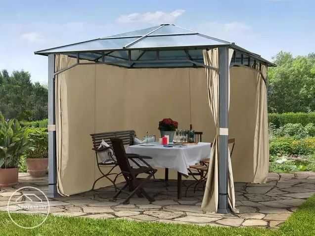 Pawilon ogrodowy Hardtop Sunset Deluxe, szampański, 3x3m