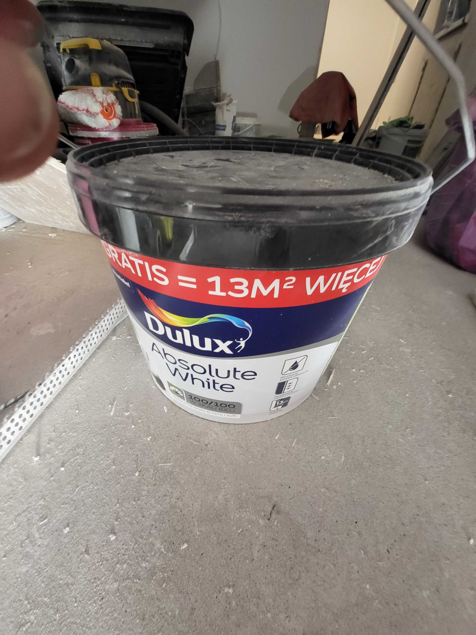 Nowa Farba do scian i sufitow dulux absolute white biala 10l wiaderko