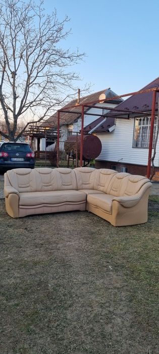 Шкіряний-Кожаний-Розкладний куток-Диван