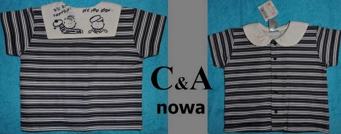 Kapitańska bluzka dla dziewczynki retro C&A w paski unikat nowa