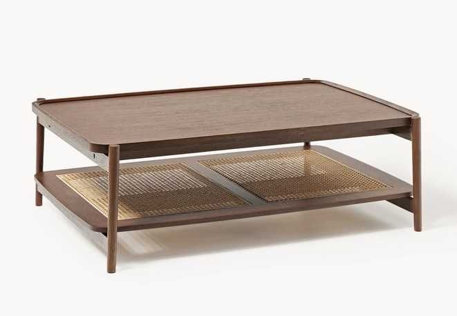 Stolik kawowy z drewna z plecionką wiedeńską Libby