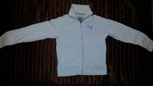 ABERCROMBIE&FITCH kremowa bluza z kołnierzem L