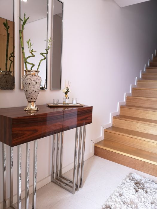 Consola C 1703 (Novo) PROMOÇÃO branco e pau ferro alto brilho