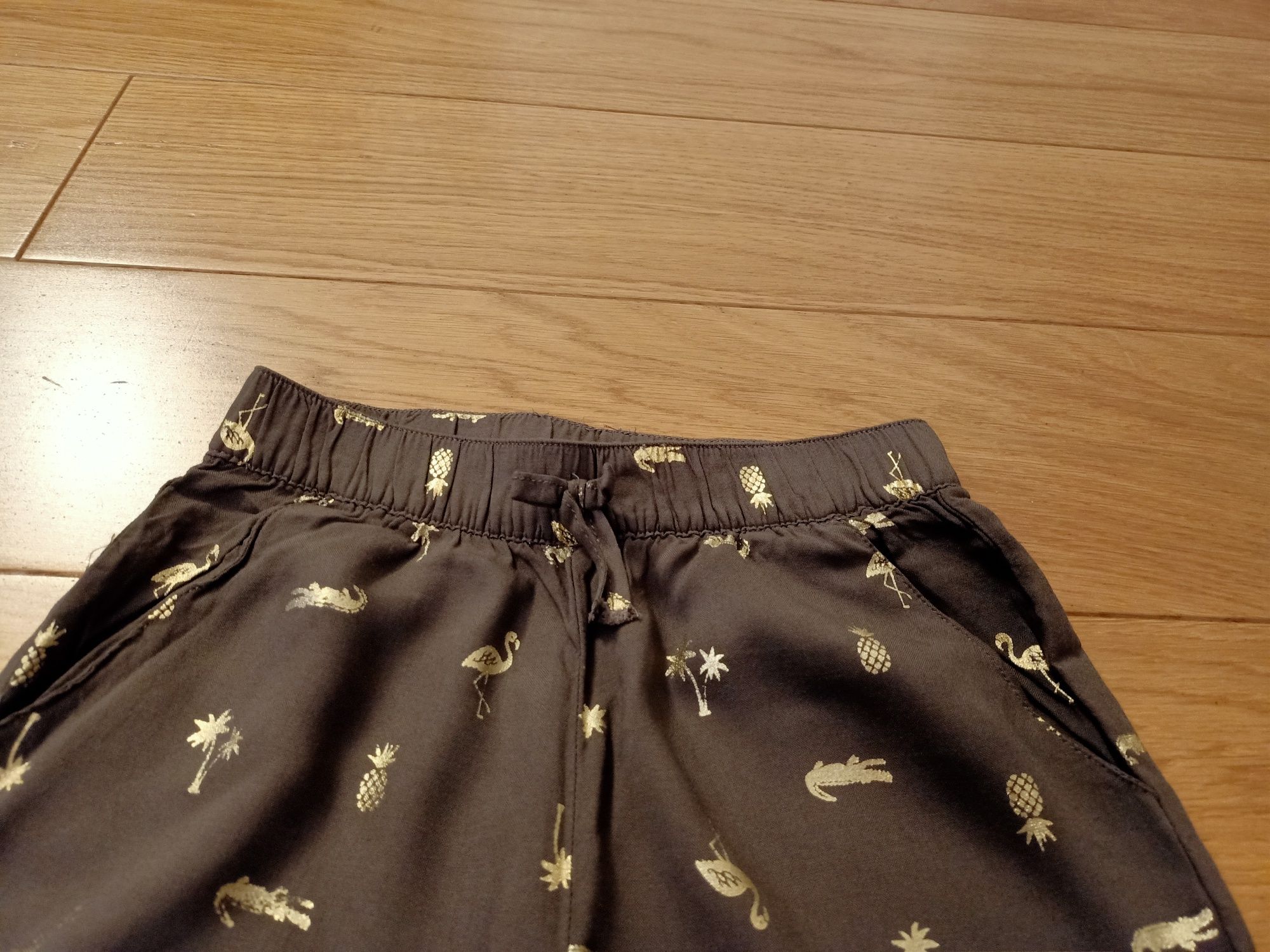 Spodnie haremki h&m r 116 khaki złote flaming ananas super stan!