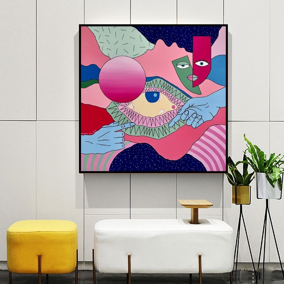 Obraz akrylowy ręcznie malowany na płótnie bawełnianym 80x80cm