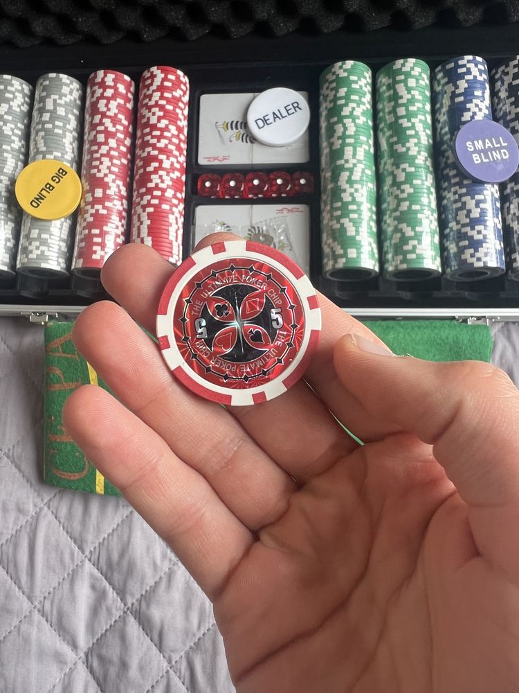 Zestaw do pokera TEXAS 500 żetonów 2 talie mata + walizka