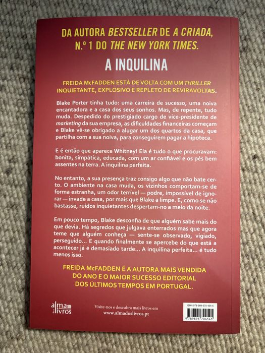 Livro A Inquilina, da Freida McFadden, Novo,