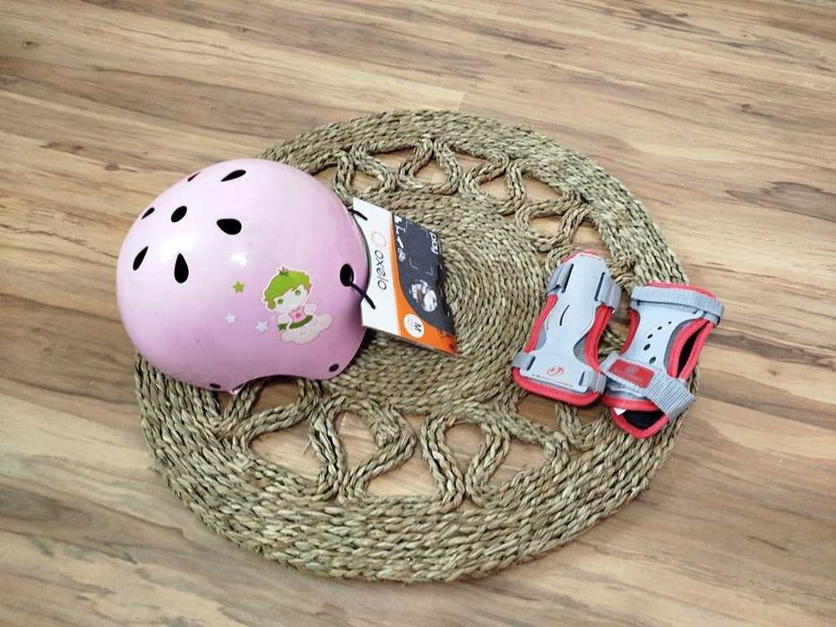 Oxelo nowy różowy kask dziewczęcy M 54/58cm gratis ochraniacze