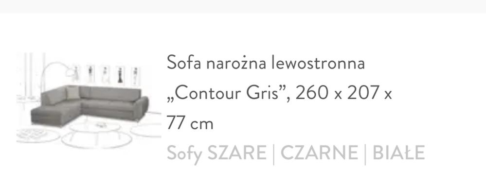 Narożnik  „ Contour Gris” szary