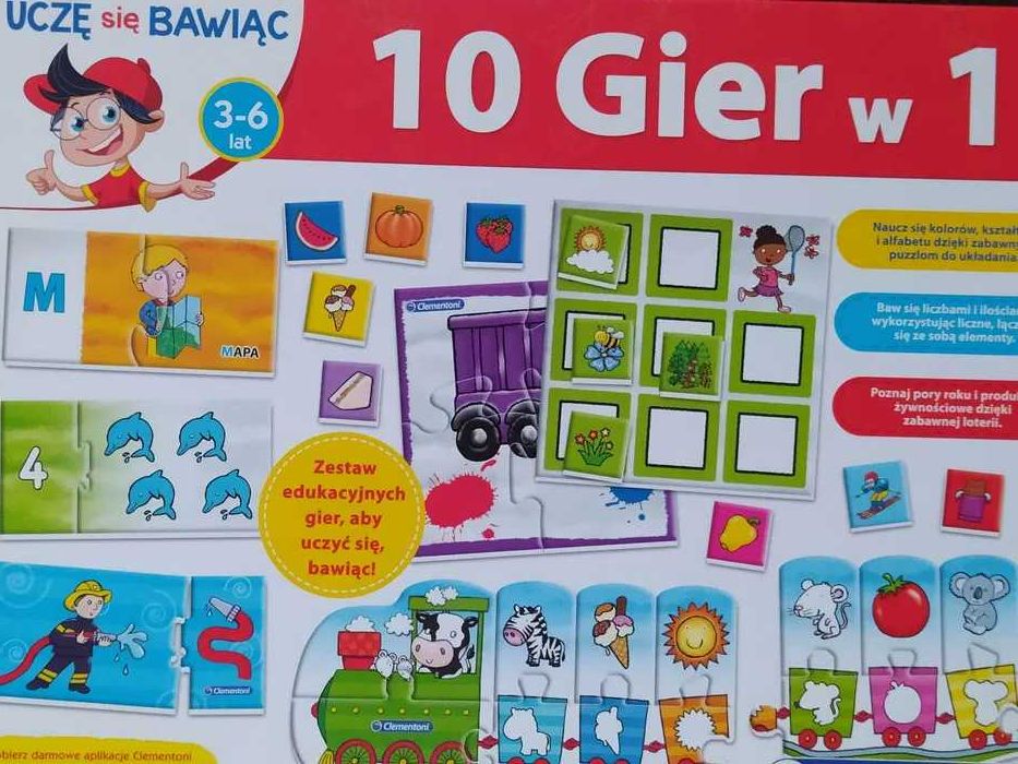 Zestaw edukacyjnych gier i puzzli 4 + stan Bardzo Dobry