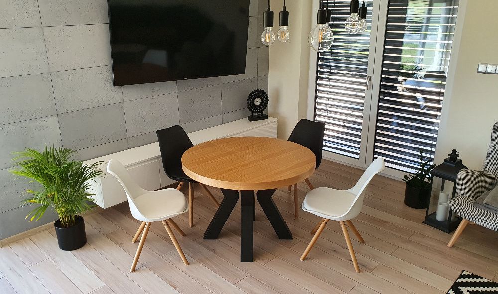 Nowoczesny stół dębowy okrągły rozkładany Loft 3 Dostępny od ręki  !!!