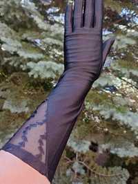Długie rękawiczki czarne Glamour Lolita Coqettee