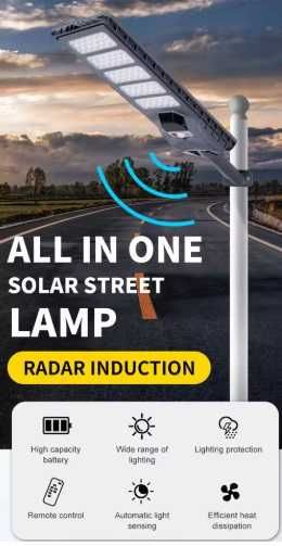 Lampa solarna Solar Light 500 W z czujnikiem i pioletem - na słup