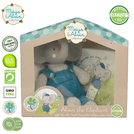 Zabawka/GRYZAK/KSIĄŻECZKA/SłonikALVIN/Organic/ECOMaluszek/naPrezent
