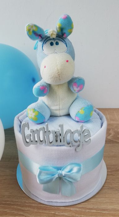 Tort z pampersów Premium, prezent dla noworodka, rodziców, baby shower