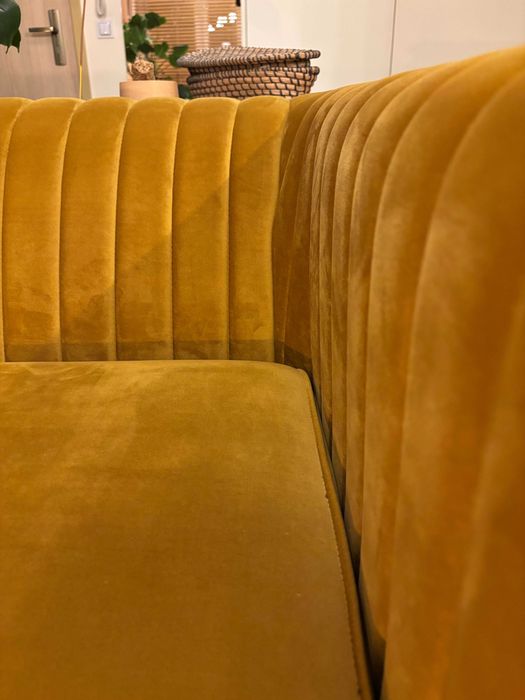 Sofa dwuosobowa Slender - Kanapa Musztardowa Velluto 8 - Stan Idealny