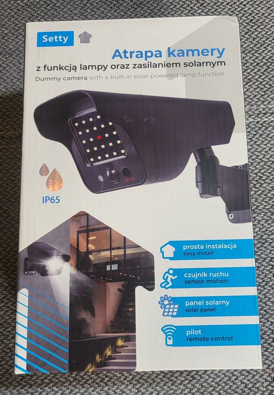 Atrapa kamery Setty Panel solarny Czujnik ruchu Pilot