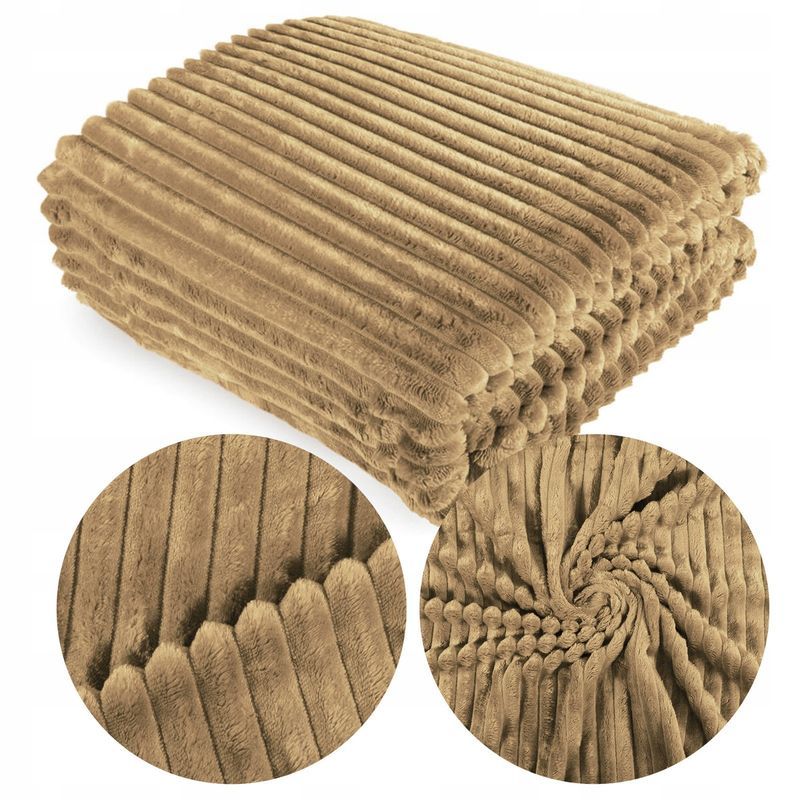 Koc 160x200 Mikrofibra Tłoczona Ardea Pasy Jednolity Pled Narzuta