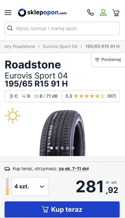 Opony Eurovis Sport 2 sztuki 195/65 R15 letnie warto