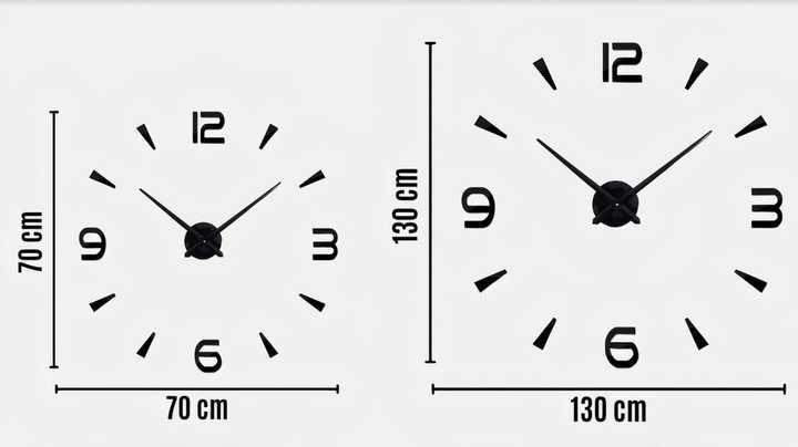ZEGAR ŚCIENNY 3D NAKLEJANY DIY Duży 70-130CM Nowoczesny Rzymski Ściane