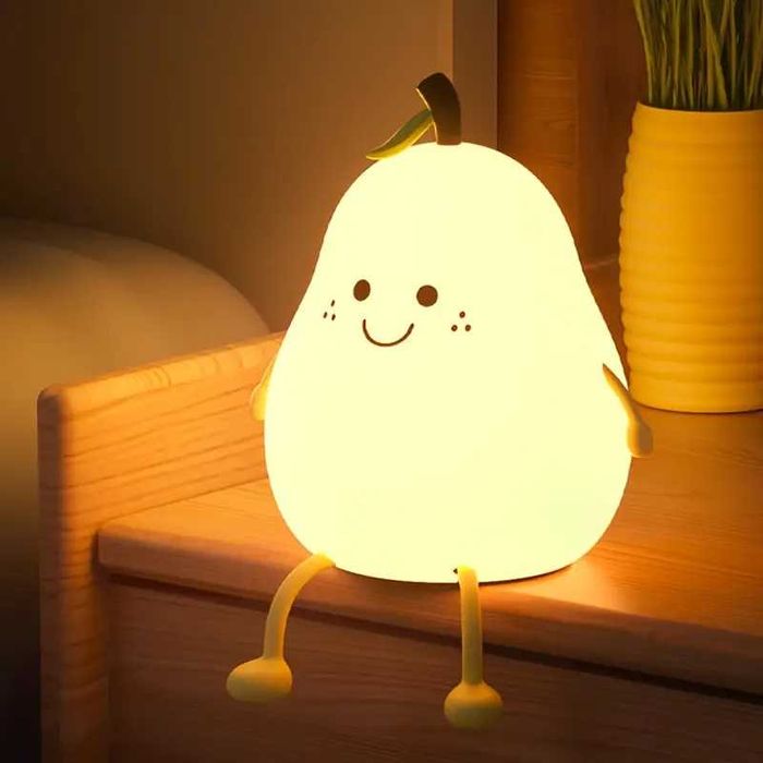 Silikonowa Lampka Nocna dla Dzieci Gruszka LED 7 Kolorów