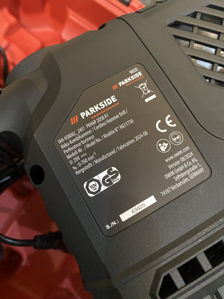 Акумуляторний перфоратор PARKSIDE PERFORMANCE® 20 В »PKHAP 205 A1«