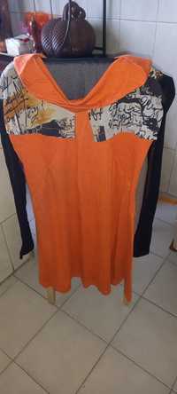 Vestido de senhora em tons laranja