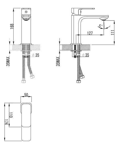 Змішувач для умивальника IMPRESE BILOVEC, хром, 35 мм (05255)