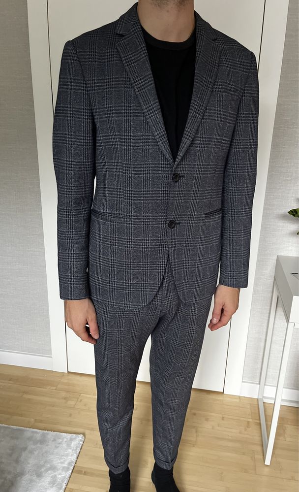 Zara garnitur w kratkę szary czarny obłędny modny jesień M 48 38