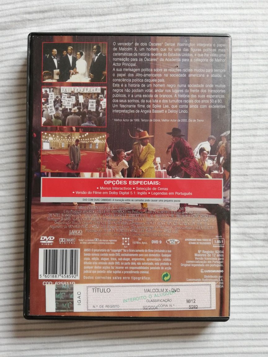 Dvd do filme "Malcolm X", Spike Lee (portes grátis)