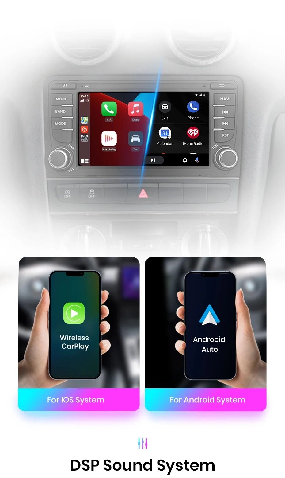 Rádio 7" Android Auto e Carplay VW Golf 4 Passat B5 Polo 2/32GB GPS