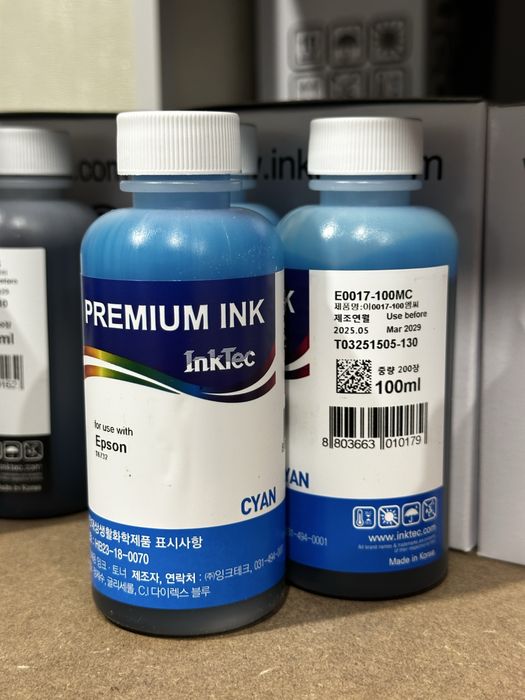 Чорнила InkTec E0017 для Epson - набір 6 кольорів по 100мл, Корея