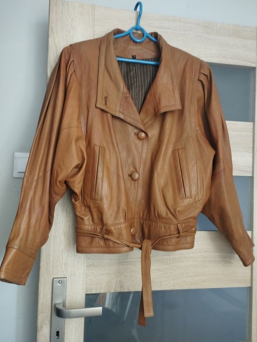 Bomberka z naturalnej skóry brązowa rozmiar 40/42 vintage 2