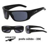 Óculos de sol Arnette preto sólido ou amarelo lente castanha - NOVOS