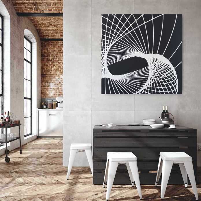 Obraz abstrakcyjny czarny, duży format, akryl na podobraziu 110x110 cm