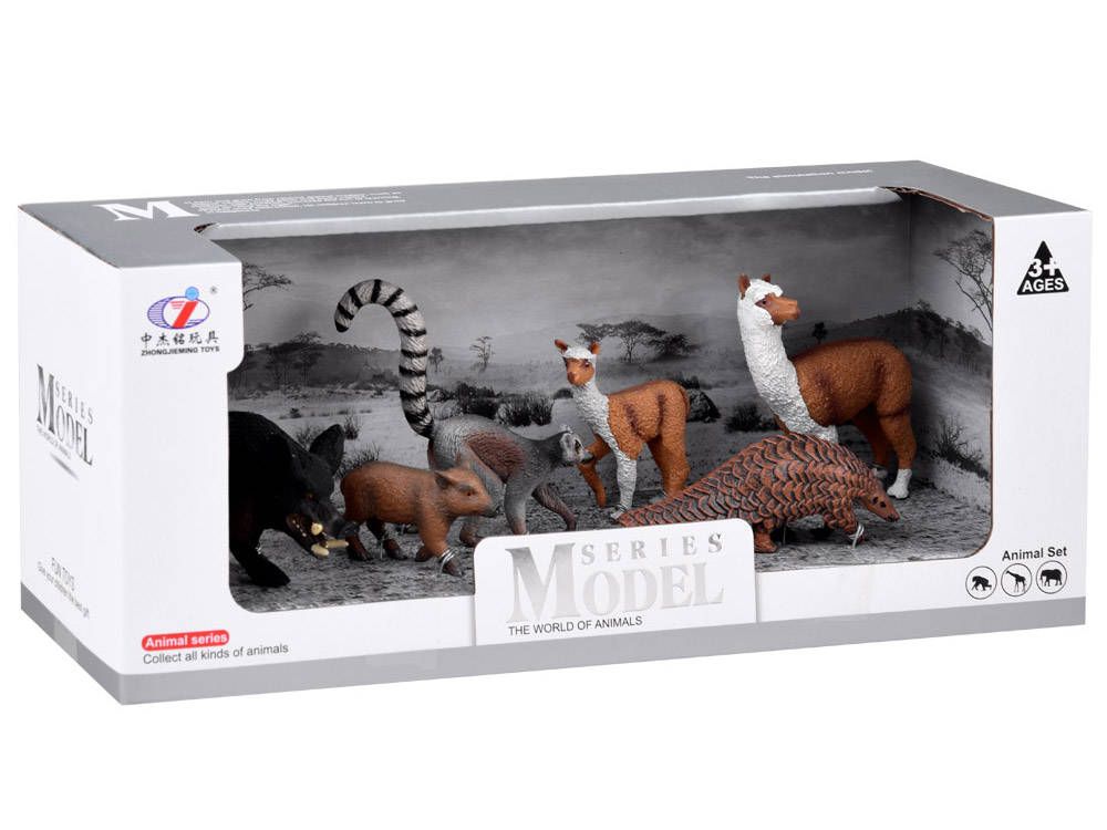 Figurki Zwierzęta Safari Lama Lemur Guziec Za4474