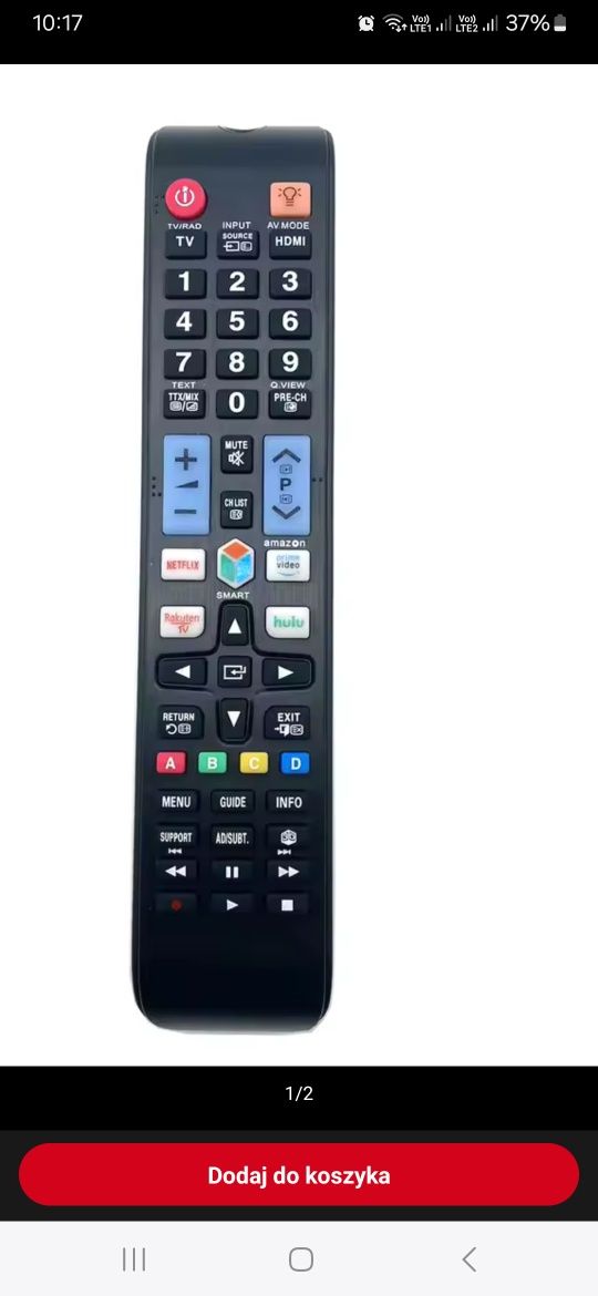 Pilot do TV smart Samsung podświetlany