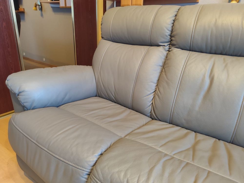 Komplet wypoczynkowy NUGAT skórzany sofa i 2 fotele funkcja relaks