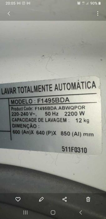 Máquina de lavar roupa Whirlpool para peças - fecho novo