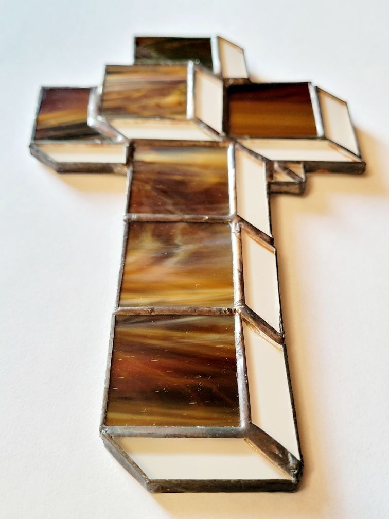 Krzyż szklany, witraż Tiffany 3D