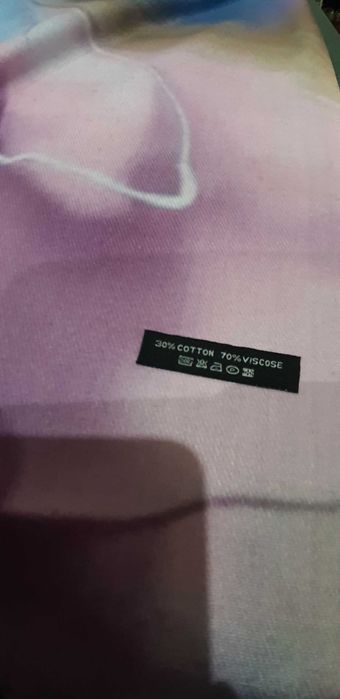 Szal grubsza wiskoza duży piękny kwiat fiolet z niebieskim