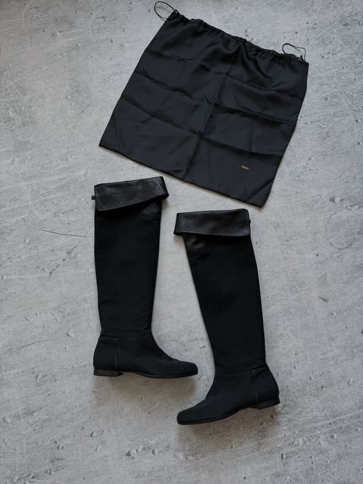 Жіночі ботфорти шкіряні замшеві fendi розмір 37