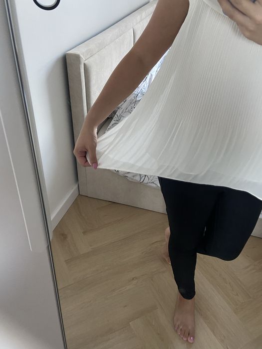 Biała koszula bluzka  asymetryczna plisowana rozkloszowana Zara L 40