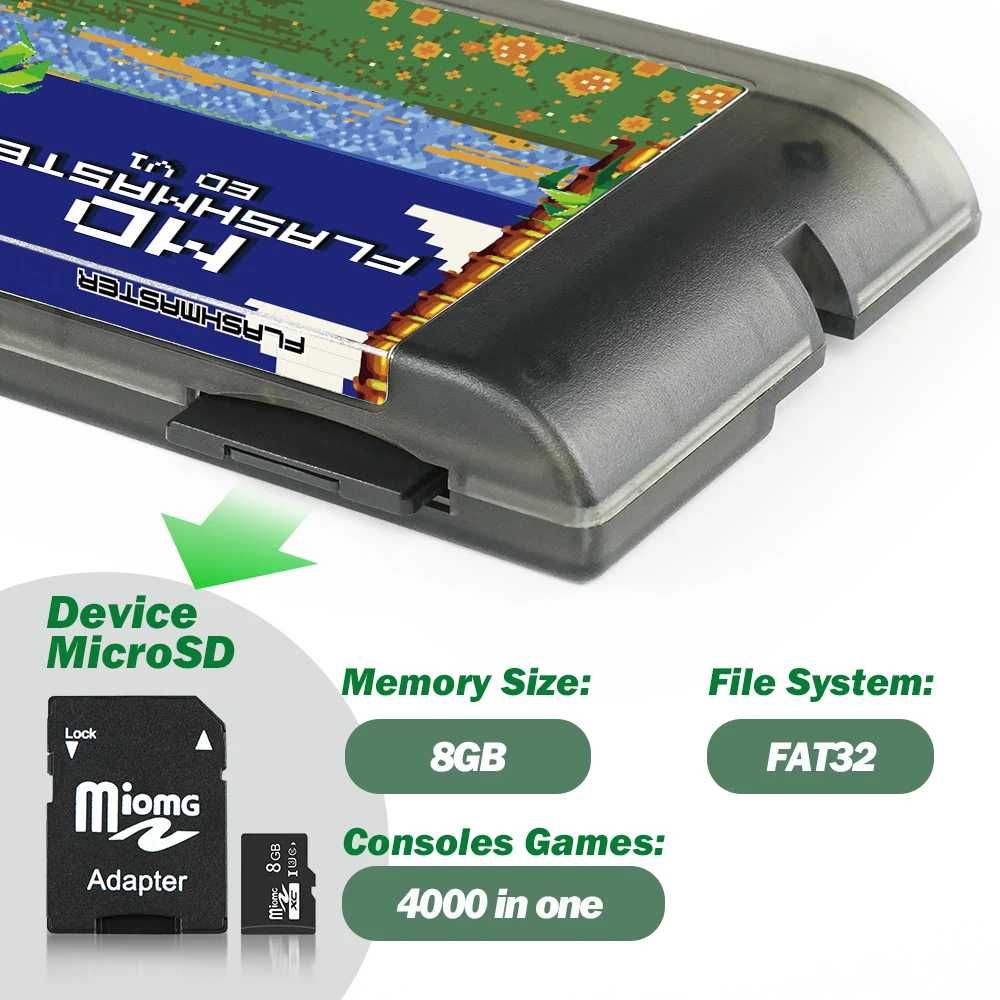 Cartucho 3000 em 1 Mega Everdrive V1 Cartão TF 4GB SEGA Mega Drive NOV