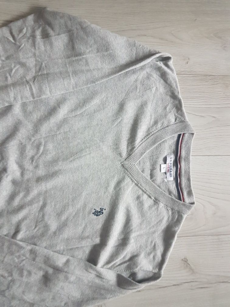Sweter jak nowy U.S. Polo Assn. szary, r. XL